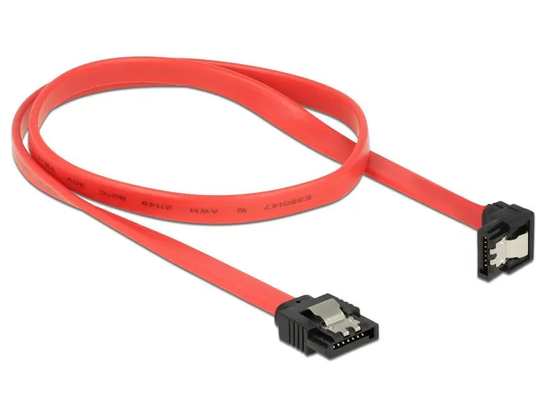 Delock SATA3-Kabel 6 Gb/s rot, gewinkelt, Clip, 50 cm