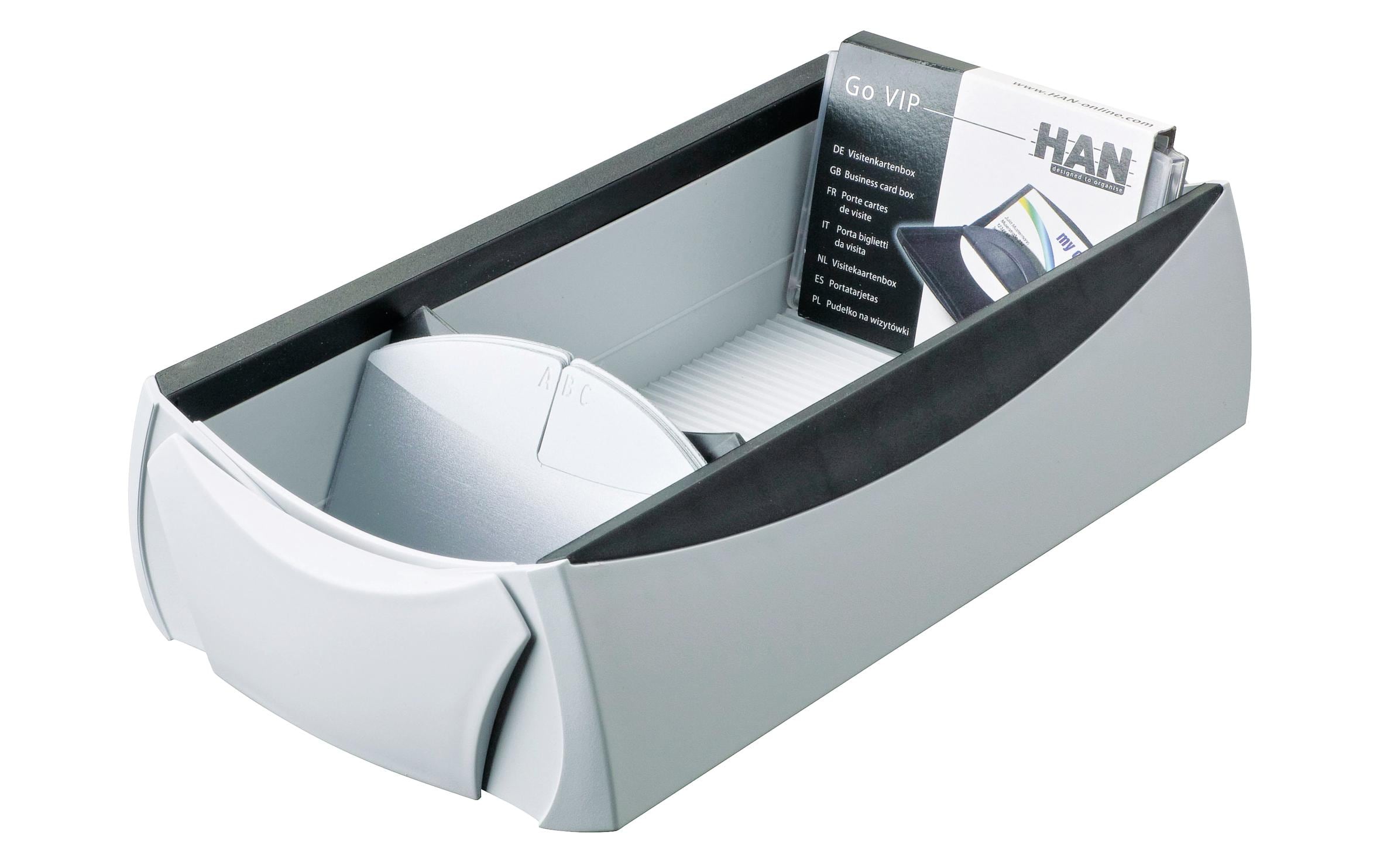 HAN Visitenkartenbox VIP 500 Karten, Grau/Schwarz