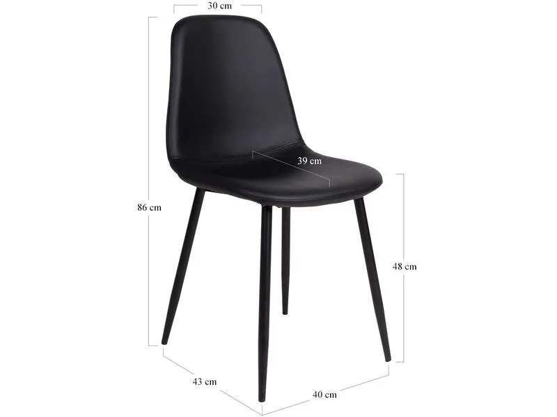House Nordic Stuhl Stockholm 2 Stück, 80 x 55 cm, Schwarz