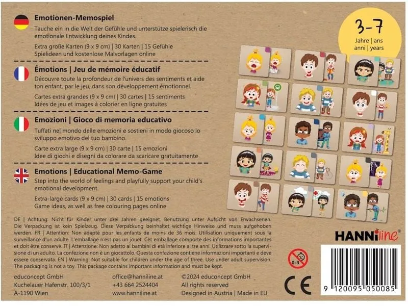 Hanniline Emotionen-Memo-Spiel für Kinder 3 - 7 Jahren