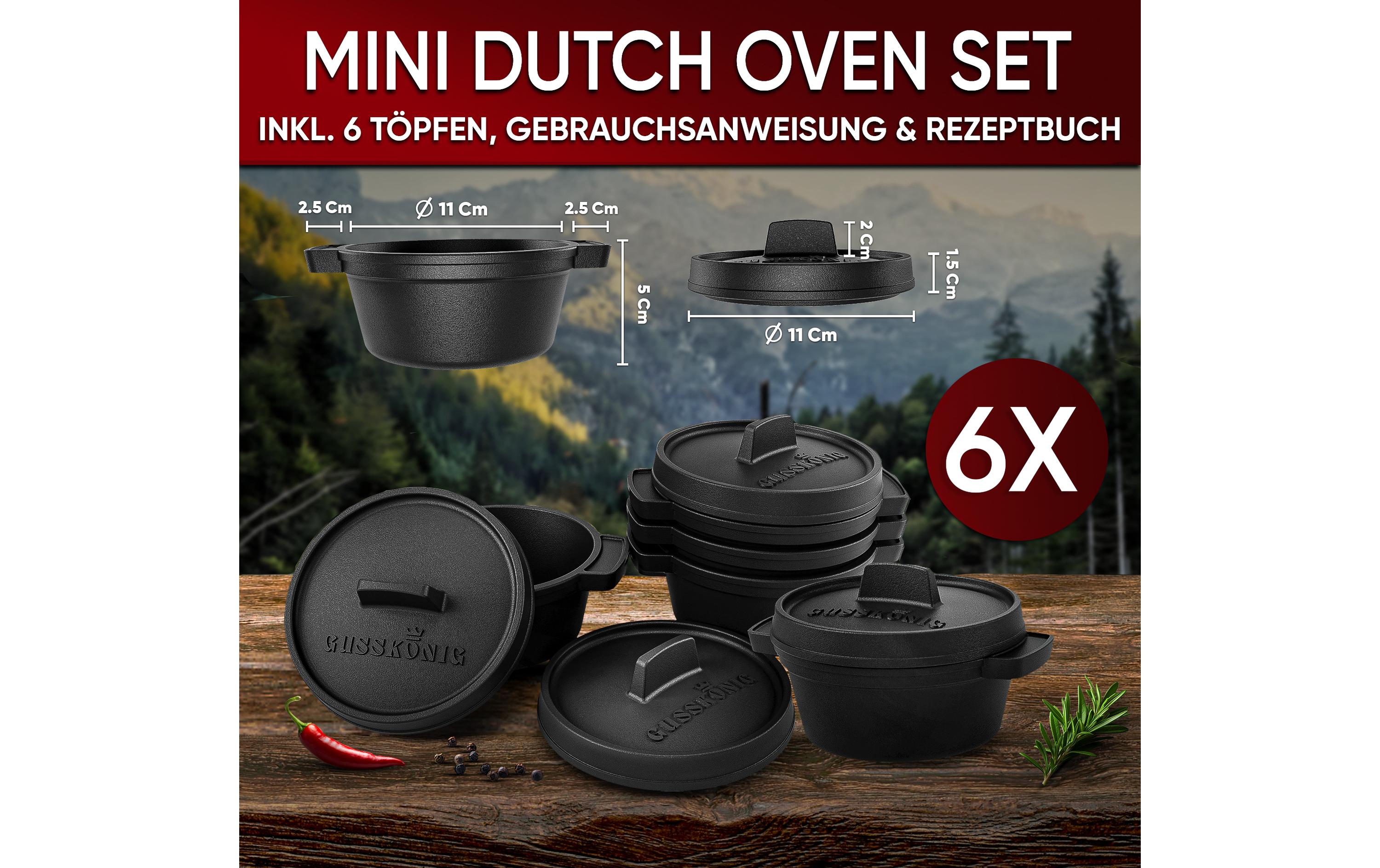Gusskoenig Mini Dutch Set 6 Töpfe + Rezeptbuch
