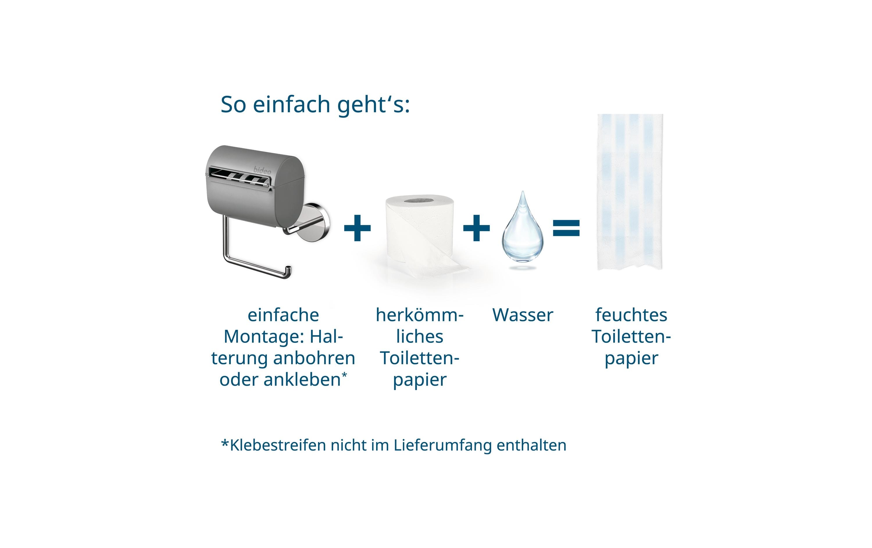 bideo Toilettenpapierhalterung mit Befeuchter Grau