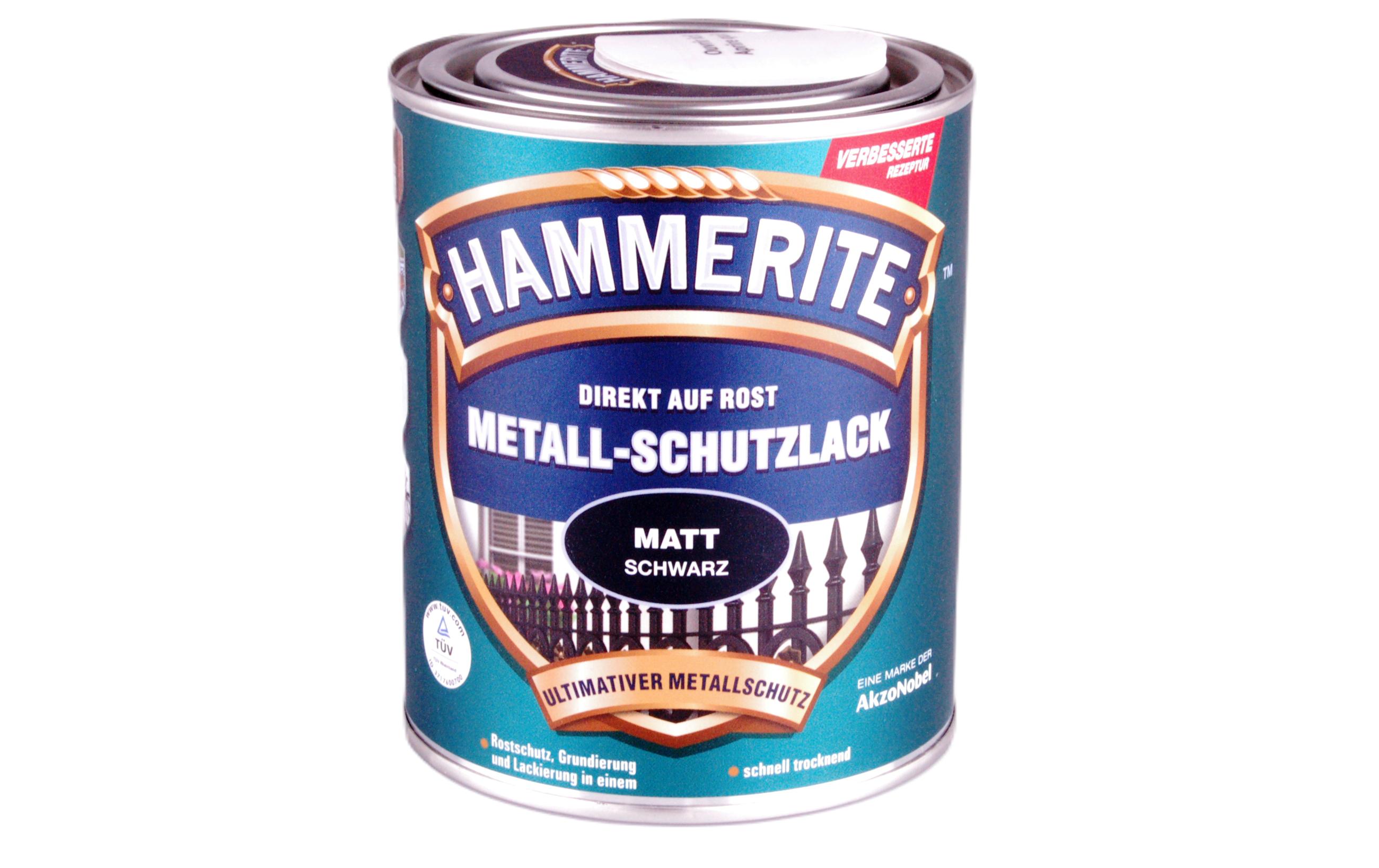 Hammerite Metall-Schutzlack Matt Schwarz, 750 ml