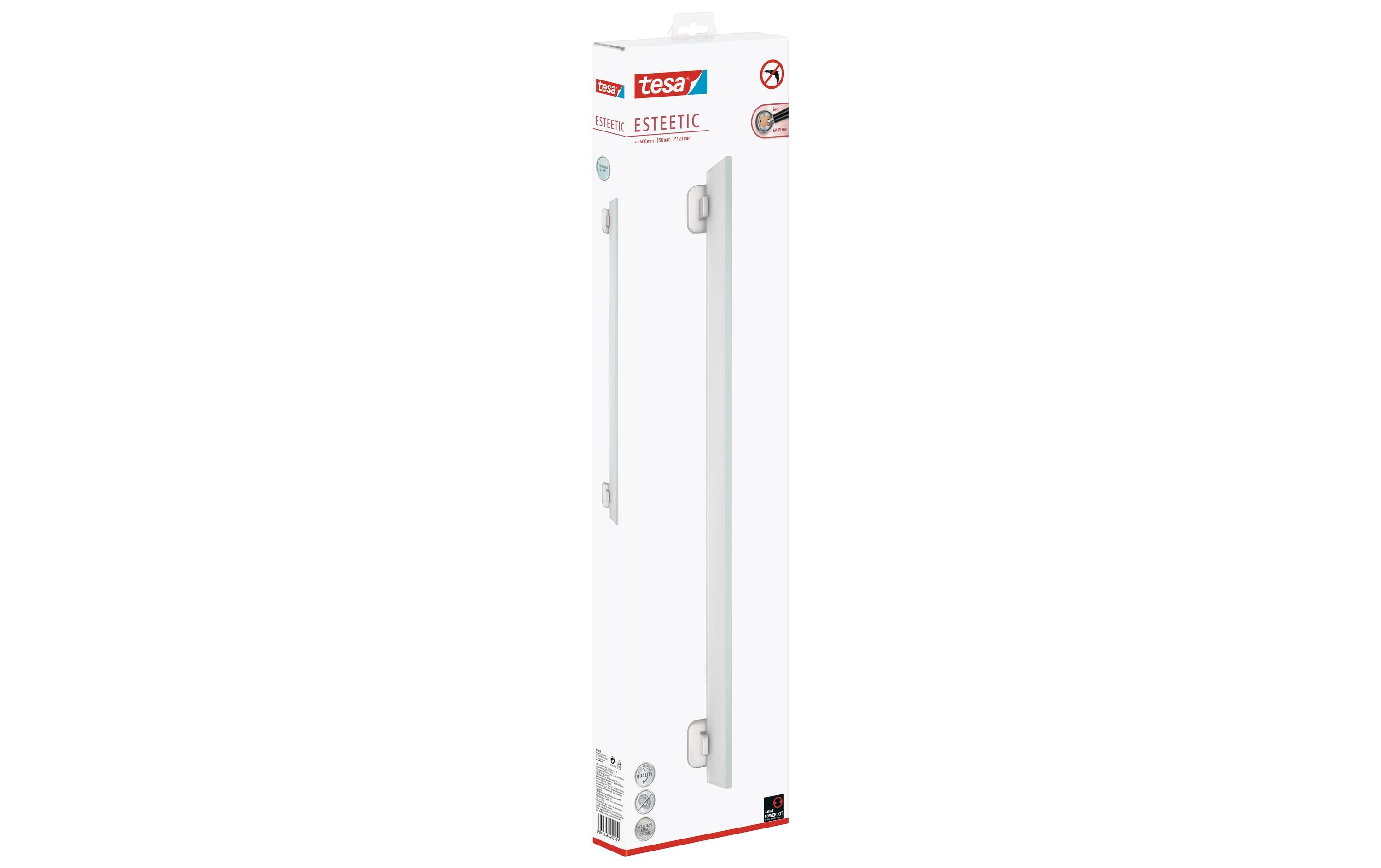 tesa Esteetic Glasablage ohne Bohren, silber