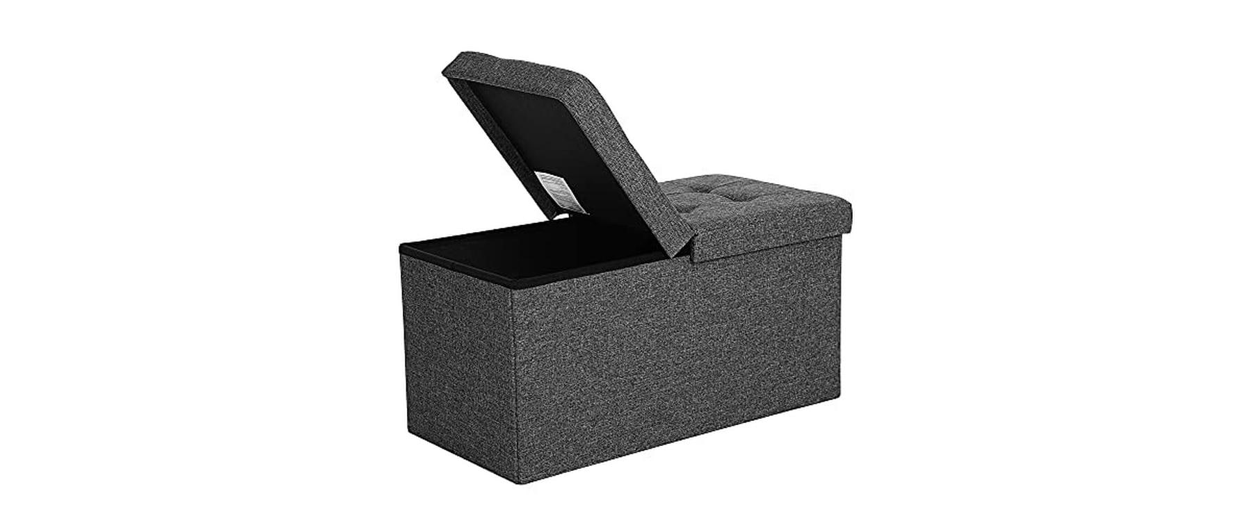 Songmics Sitztruhe mit Klappdeckel 76 x 38 x 38 cm, Dunkelgrau