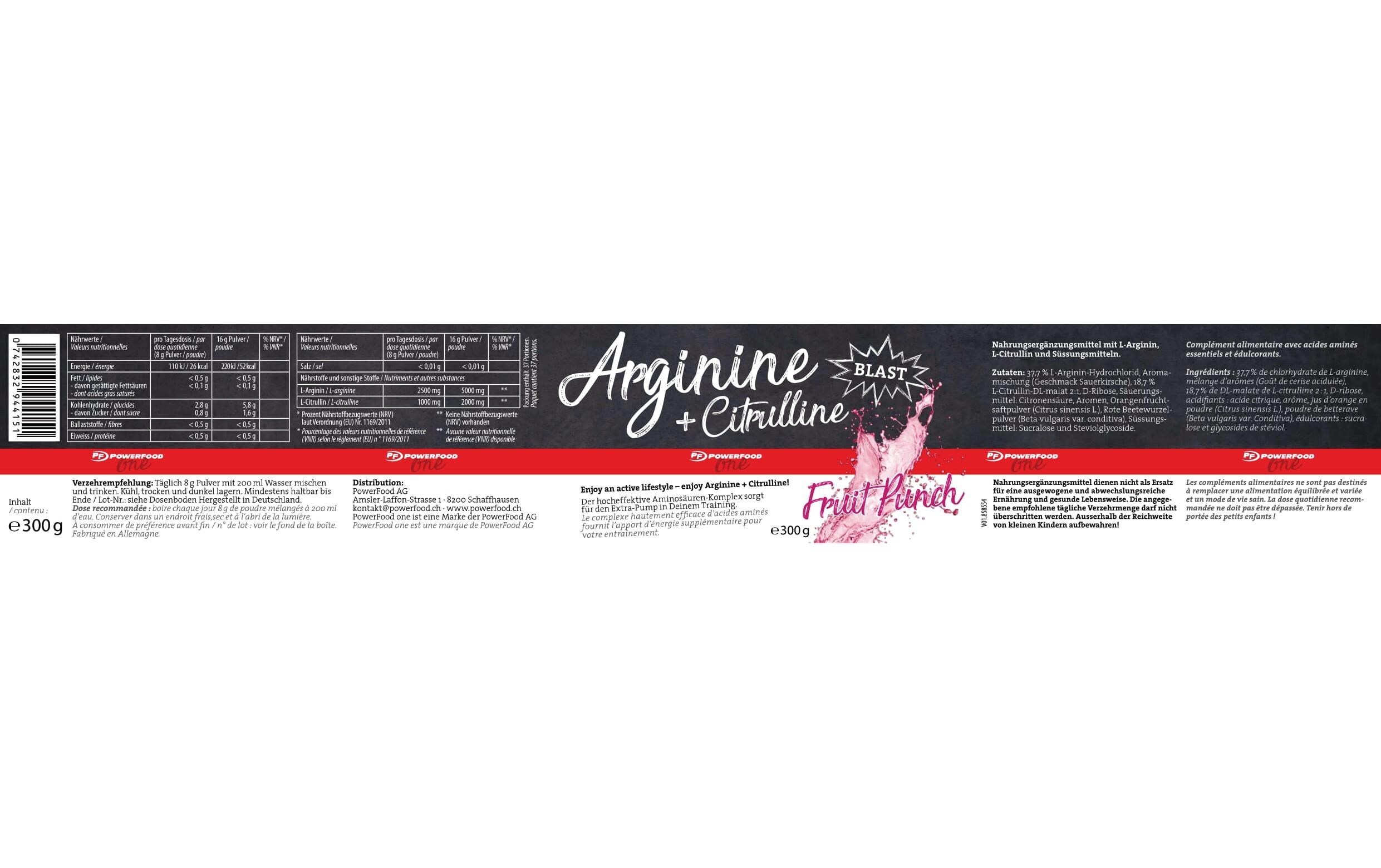 PowerFood One Pulver One Arginine + Citrulline Fruchtig 300 g