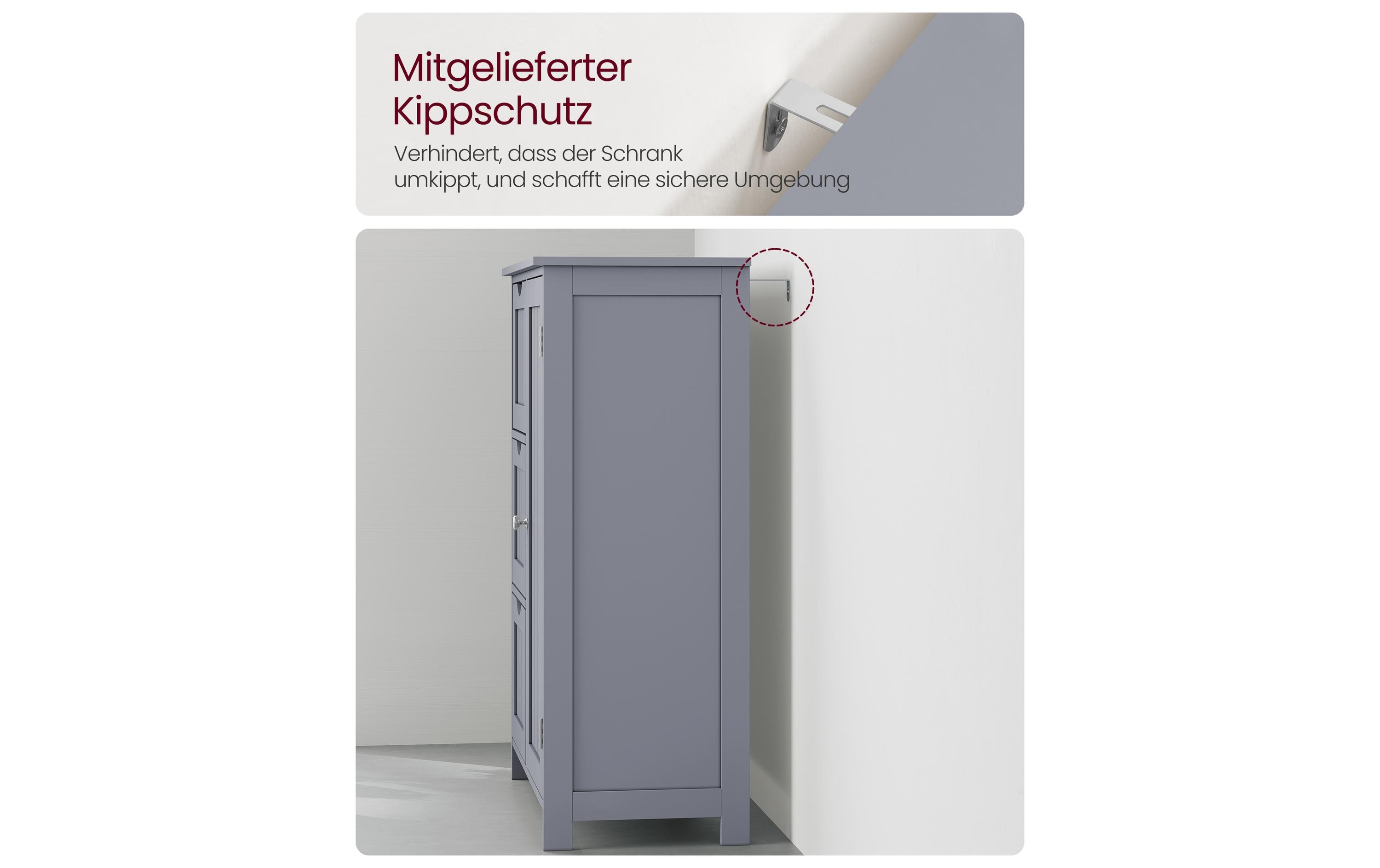 VASAGLE Kommode in Landhausstil 60 x 80 cm, Grau