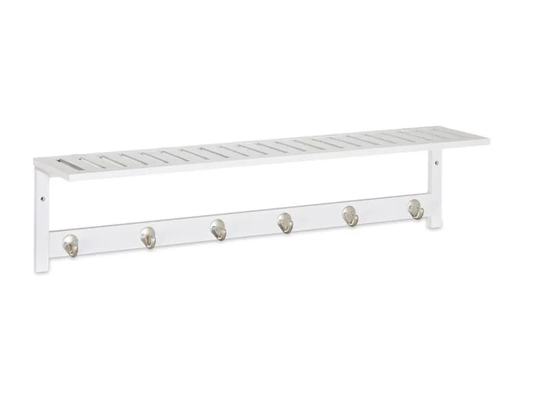 relaxdays Wandgarderobe mit Ablage 6 Haken, Weiss relaxdays Wandgarderobe mit Ablage 6 Haken, Weiss