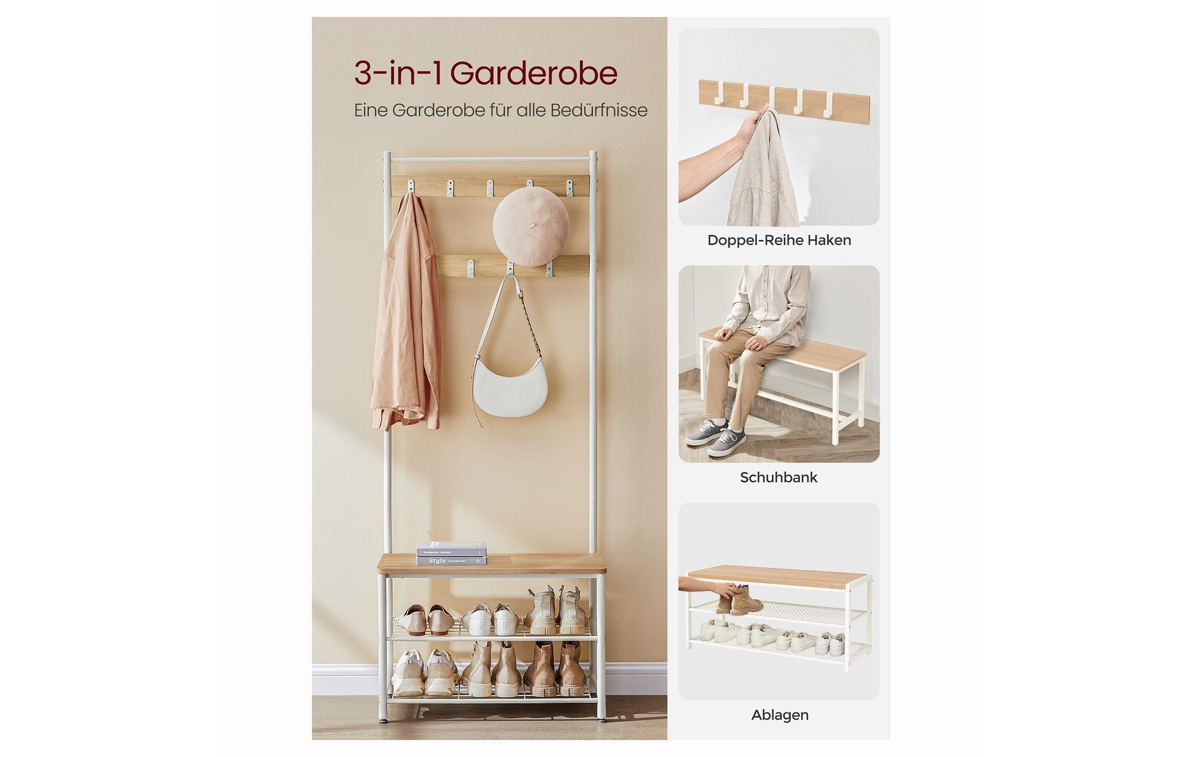 VASAGLE Garderobe 32.5 cm x 175 cm, Weiss