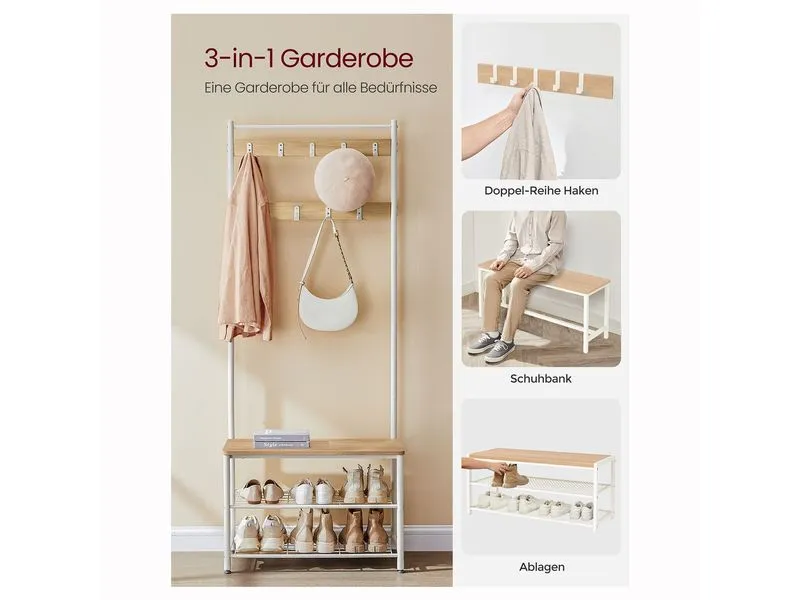 VASAGLE Garderobe 32.5 cm x 175 cm, Weiss VASAGLE Garderobe 32.5 cm x 175 cm, Weiss