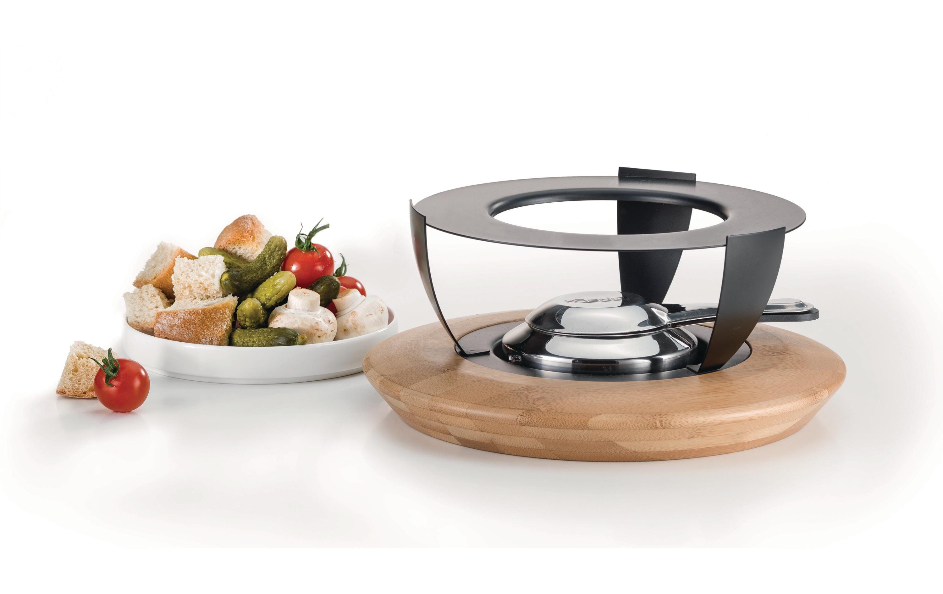 Koenig Fondue-Rechaud Bamboo Anthrazit/Hellbraun/Silber