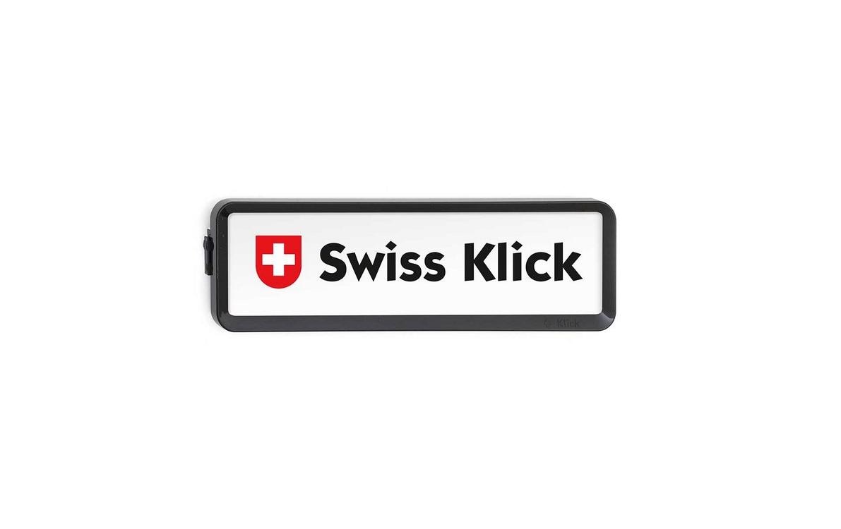 Swiss Klick Kennzeichenhalter Langformat Vorderseite Schwarz Swiss Klick Kennzeichenhalter Langformat Vorderseite Schwarz