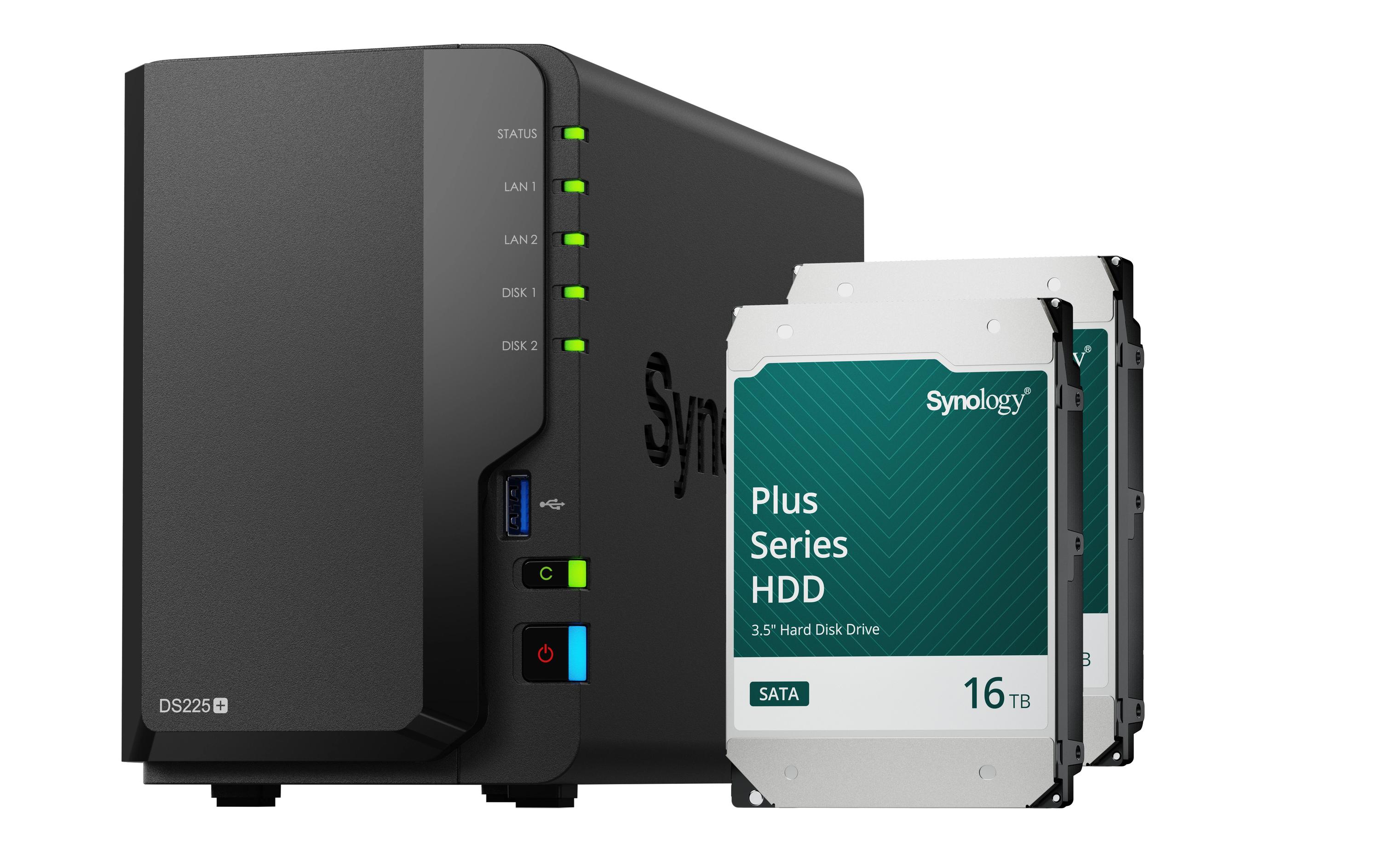 Synology NAS DiskStation DS225+ 2-bay HDD 32 TB