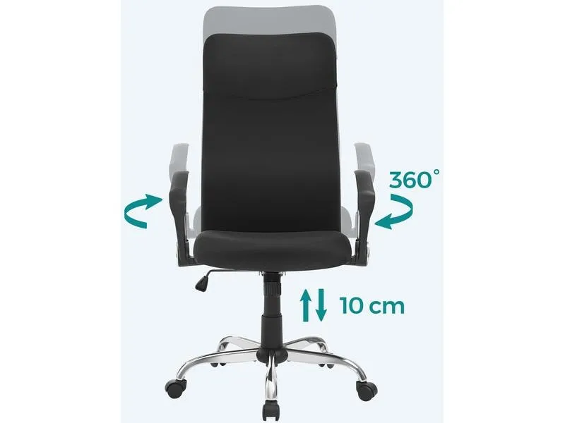 Songmics Bürostuhl mit Polster und Armlehnen, Schwarz