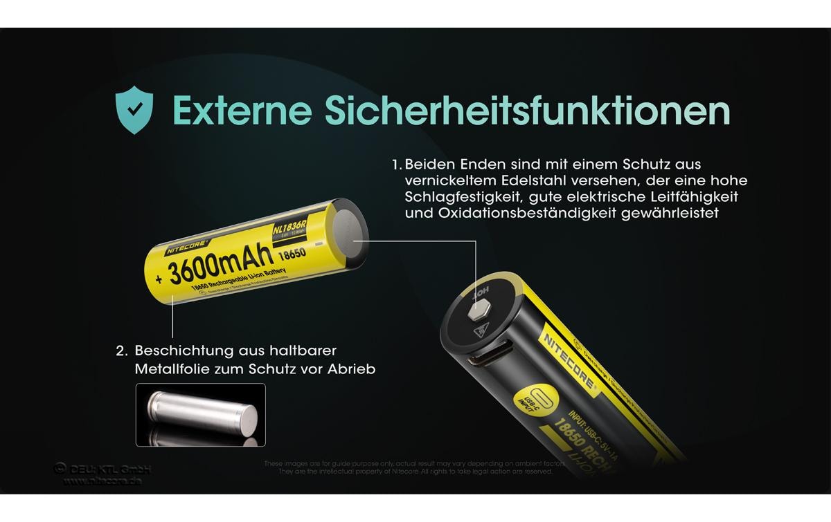 Nitecore Akku NL1836R 18650 UCB-C, 3600 mAh