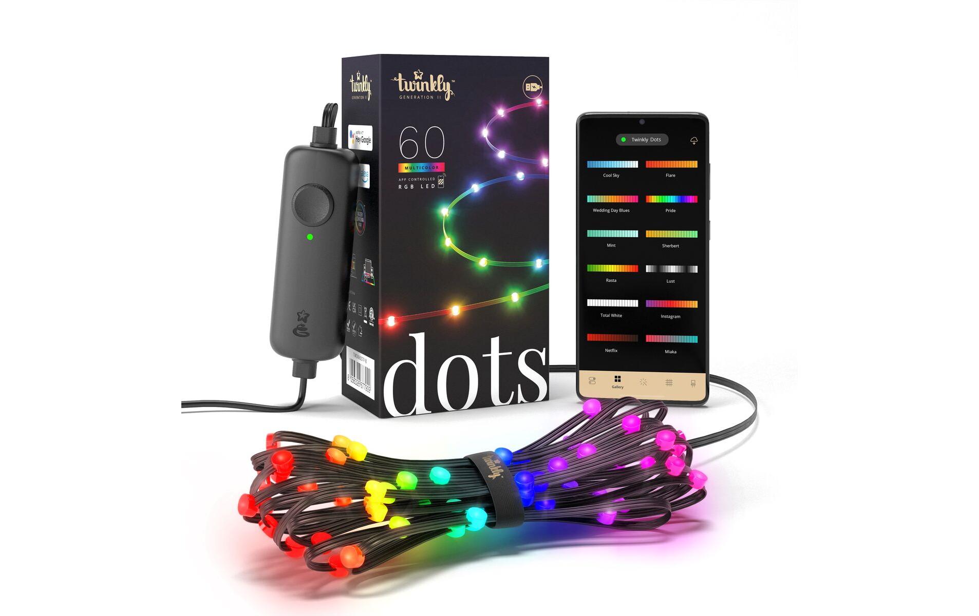 Twinkly LED Stripe Dots, 60 LEDs, 3 m, RGB, Schwarz Twinkly LED Stripe Dots, 60 LEDs, 3 m, RGB, Schwarz