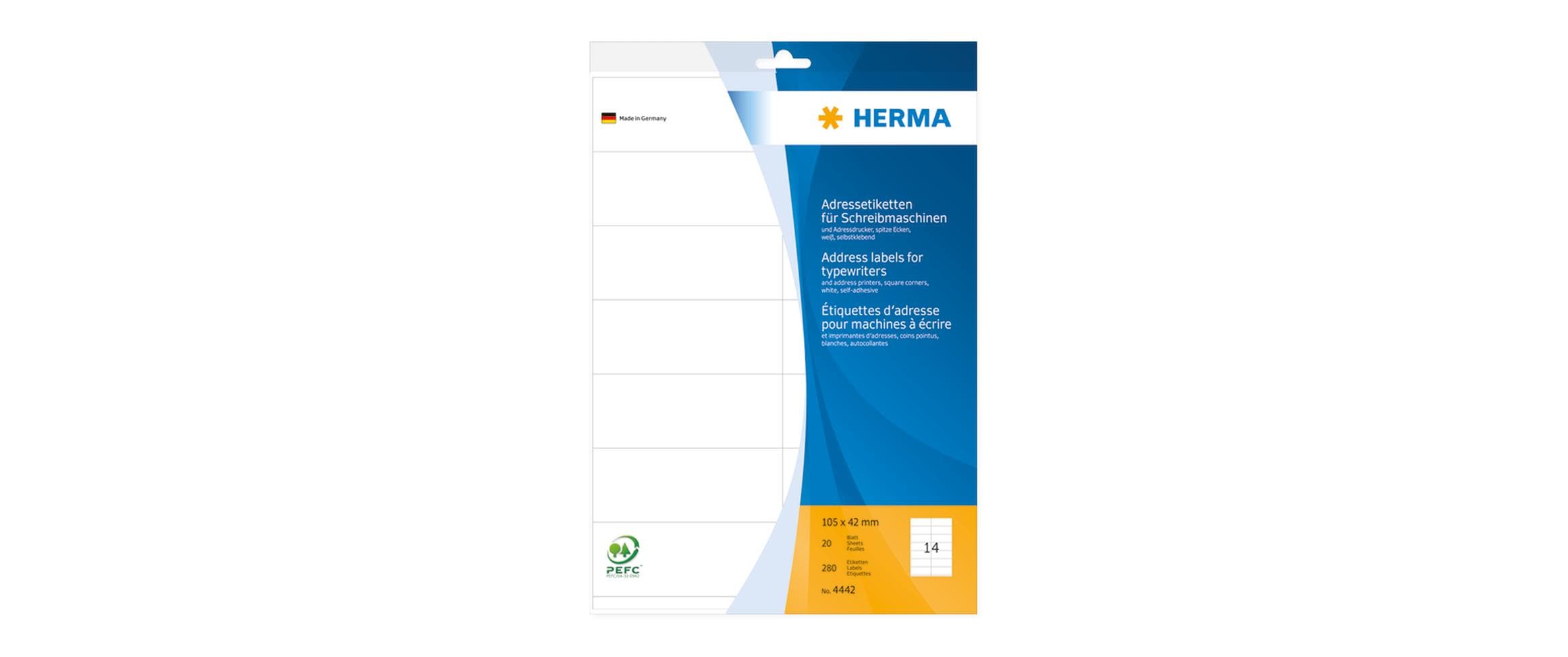 HERMA Adressetiketten 10.5 x 4.2 cm, 280 Etiketten