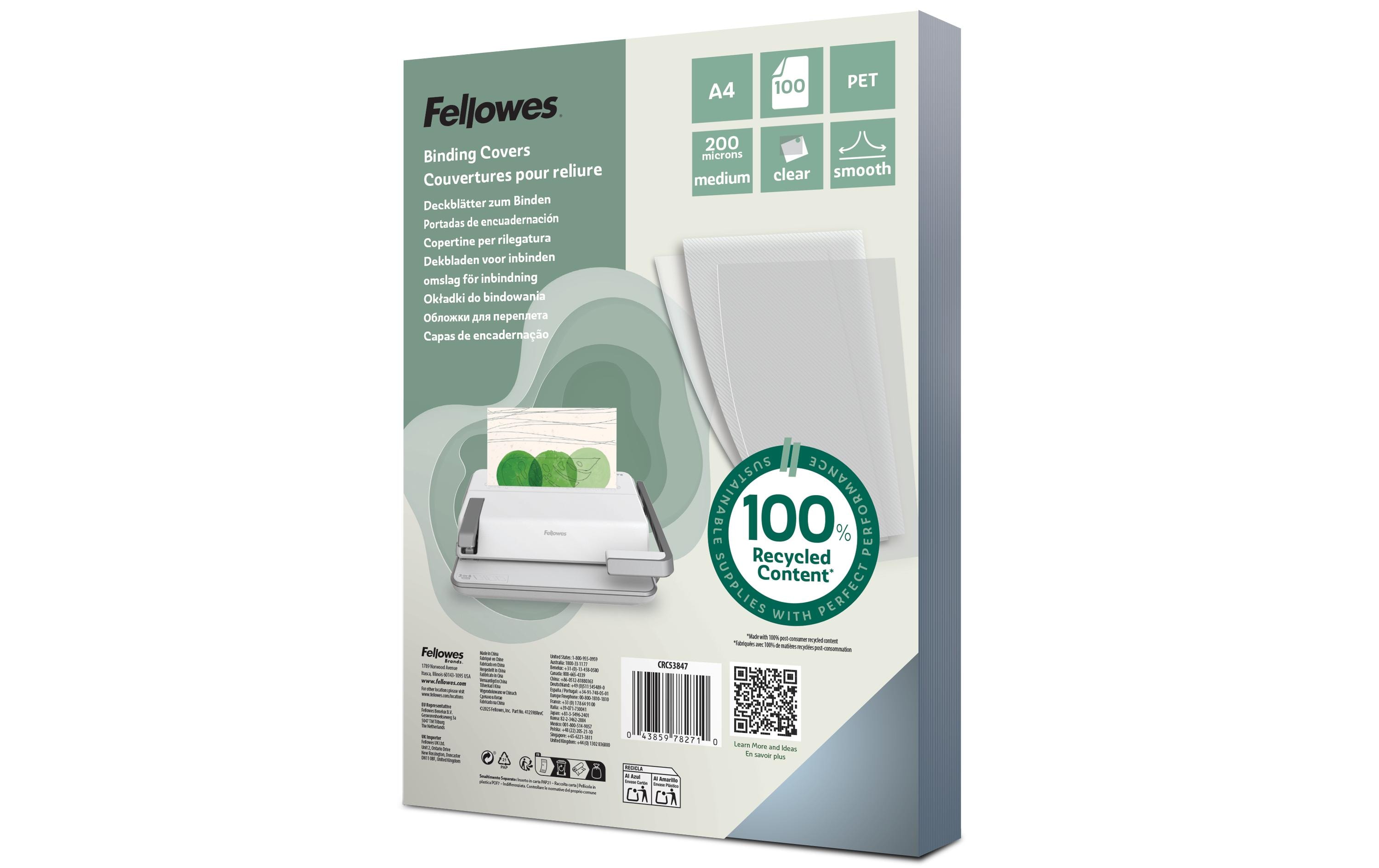 Fellowes Einbanddeckel 200 g/m², 25 Stück, Transparent