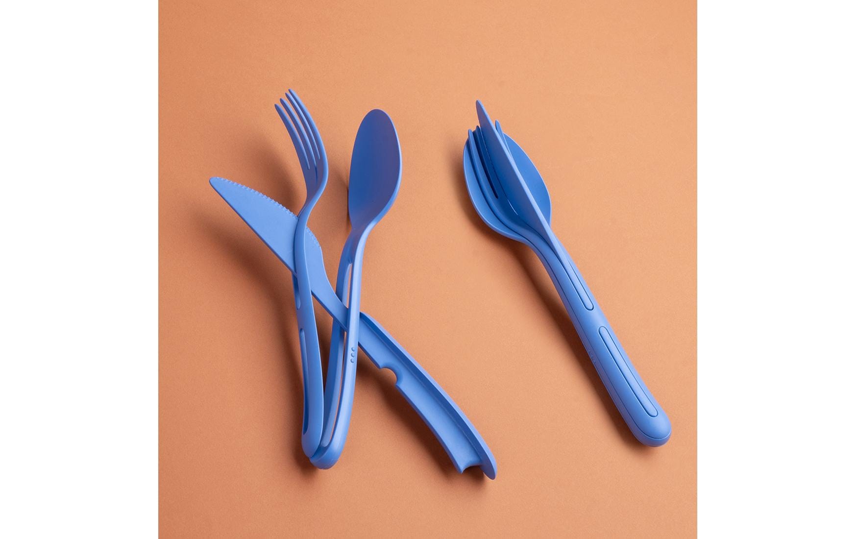 Koziol Besteck-Set to go Klikk 3-teilig, Strong Blue