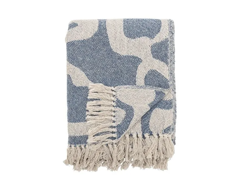 Bloomingville Decke Salobre 160 x 130 cm, Blau/Weiss