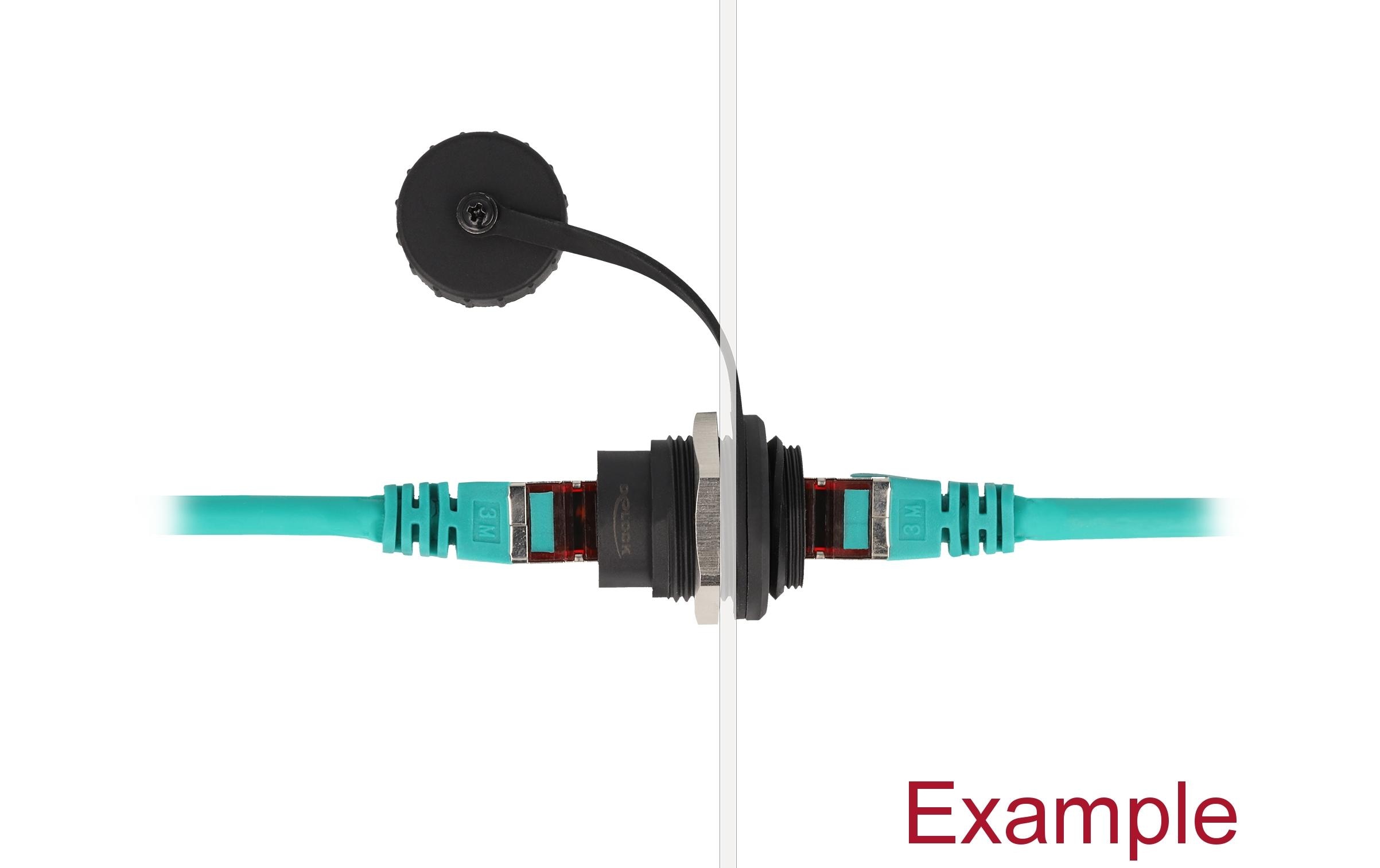 Delock RJ45 Cat.6 Einbaubuchse mit Staubschutzkappe, 1 Stück