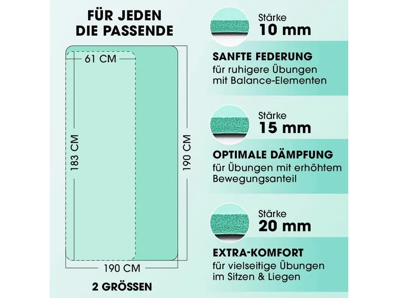 World Fitness Fitnessmatte Jivan 183 cm x 61 cm, Türkis