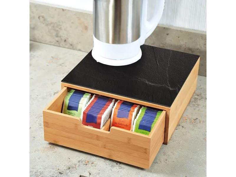 Kesper Tee-Aufbewahrungsbox Bambus, Glas, 1-tlg.