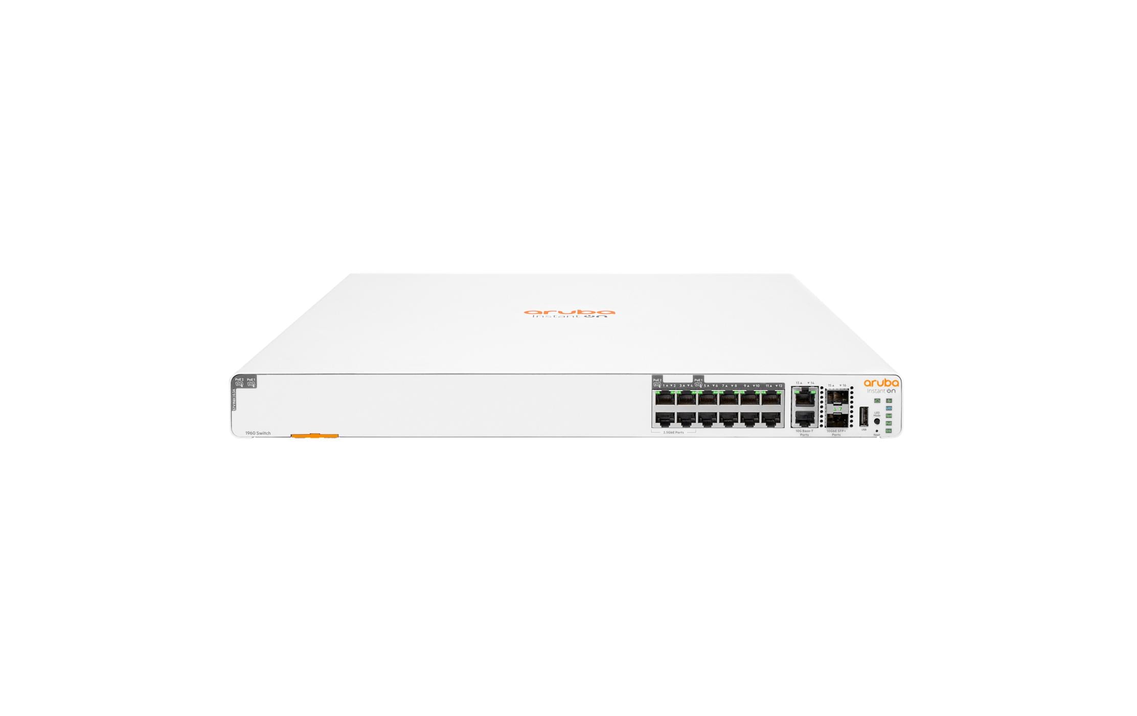 HPE Aruba Networking PoE+ Switch 1960-2P-2.5G-8P-1G 16 Port