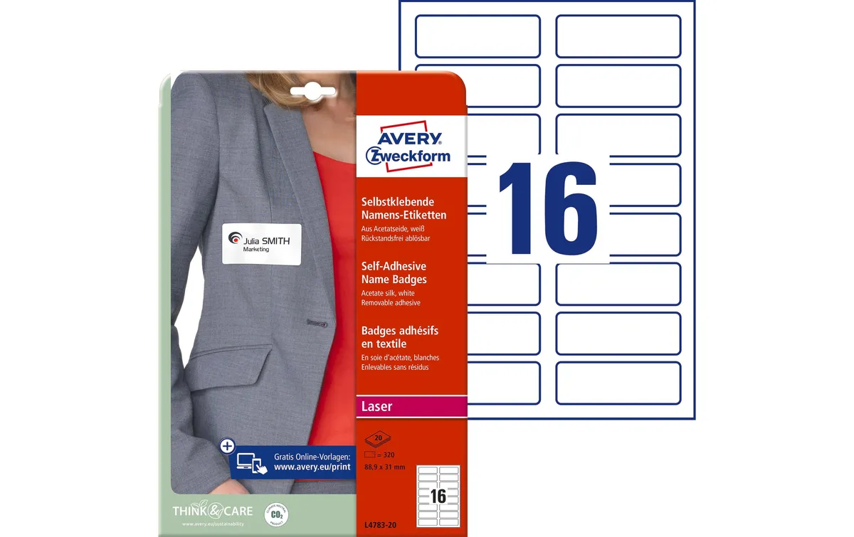 Avery Zweckform Namensetiketten 88.9 x 31 mm, 20 Blatt Avery Zweckform Namensetiketten 88.9 x 31 mm, 20 Blatt