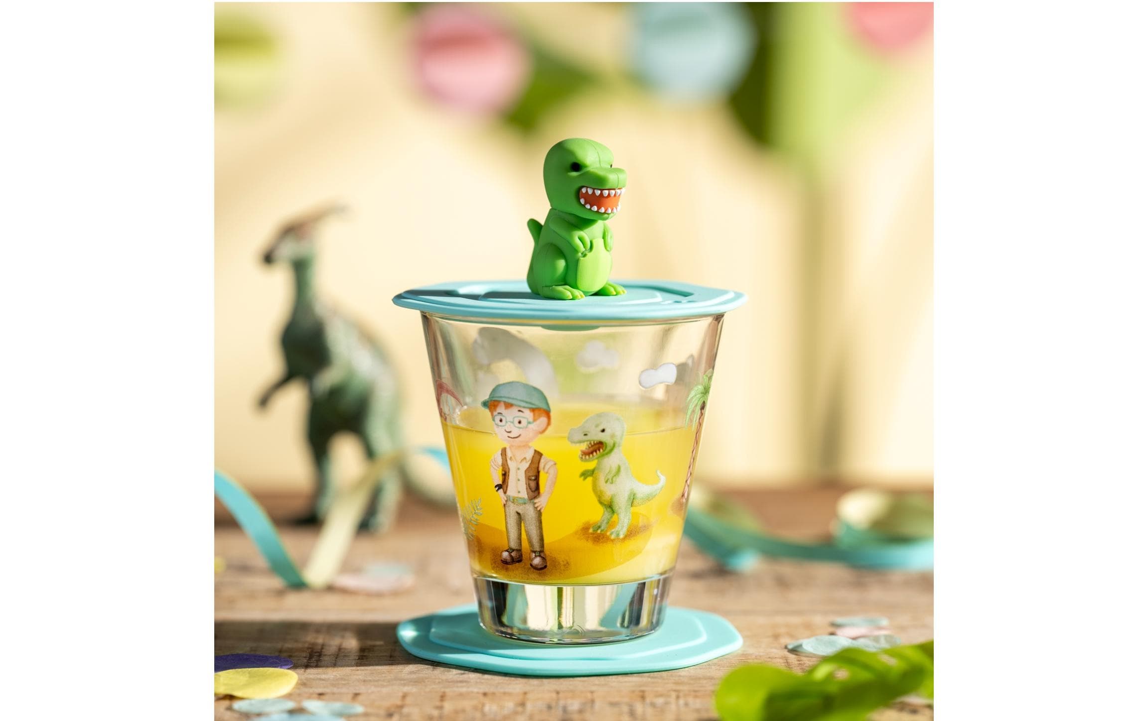 Leonardo Glasabdeckung Avventura Dinosaurier, Grün/Hellblau