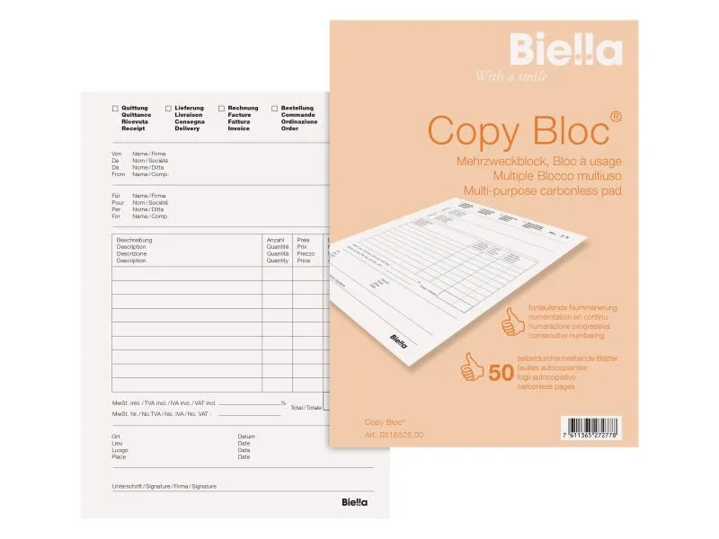 Biella Durchschreibeblock Copy Block A5 Mehrzweckblock Biella Durchschreibeblock Copy Block A5 Mehrzweckblock