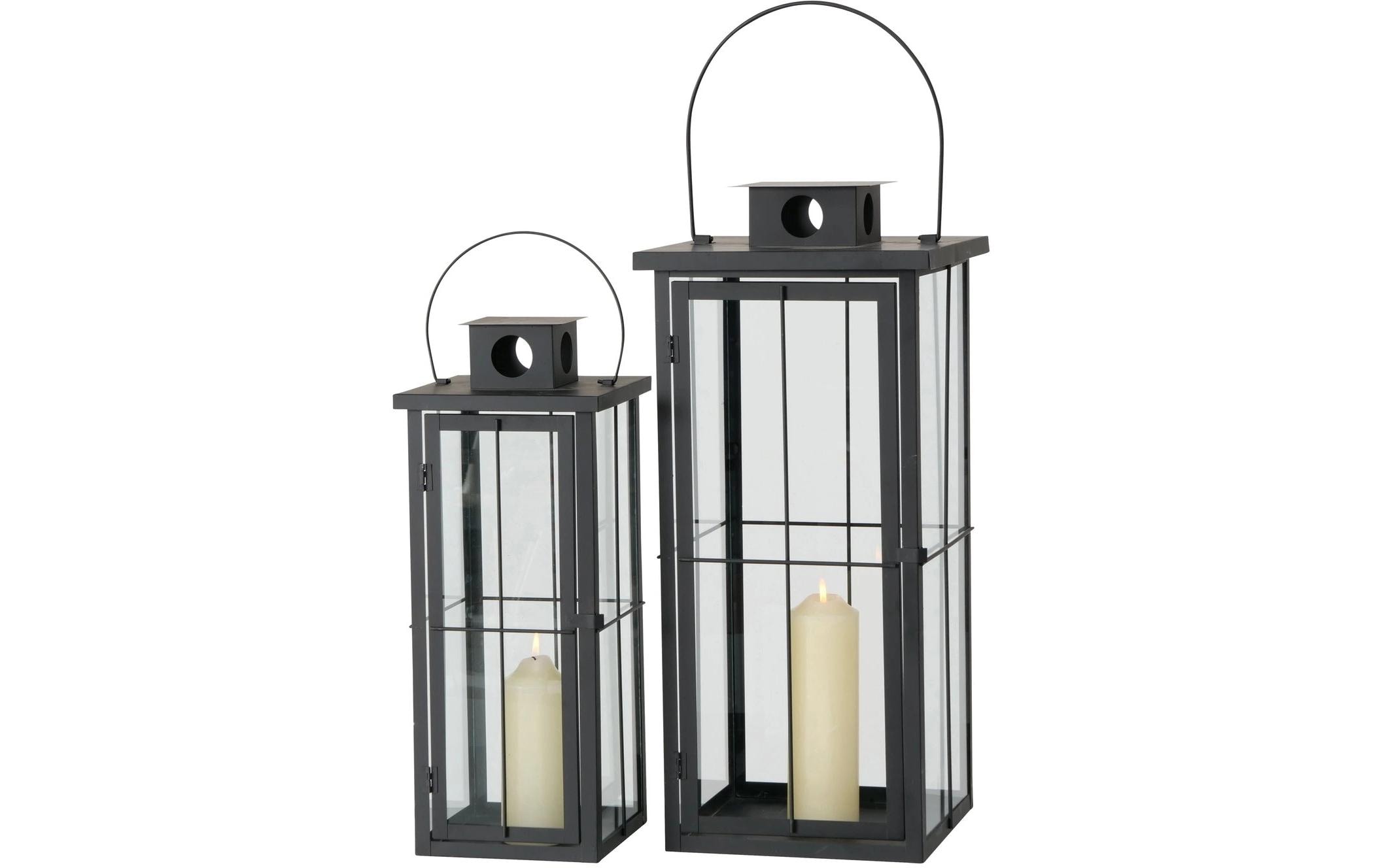Boltze Laterne Arizona 2-teilig, Schwarz/Transparent