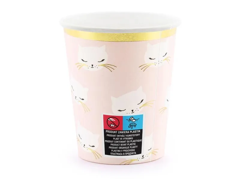 Partydeco Einwegbecher Cat 200 ml, 6 Stück, Hellrosa Partydeco Einwegbecher Cat 200 ml, 6 Stück, Hellrosa