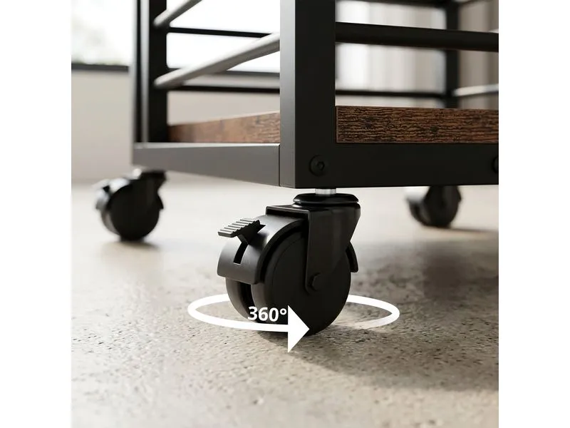 relaxdays Mini-Kühlschrankständer, Schwarz/Braun