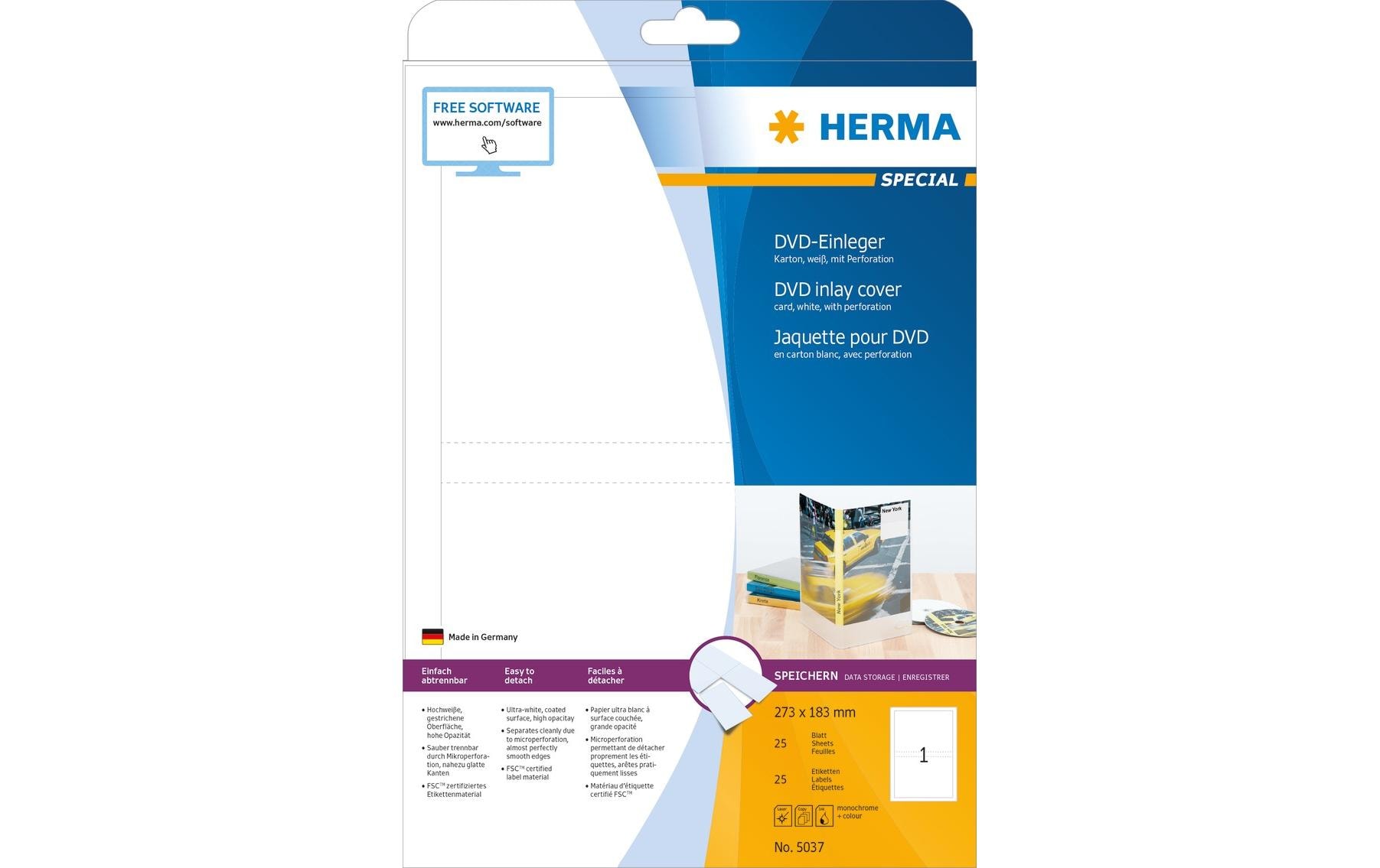 HERMA DVD-Einleger 5037 Weiss, 25 Etiketten