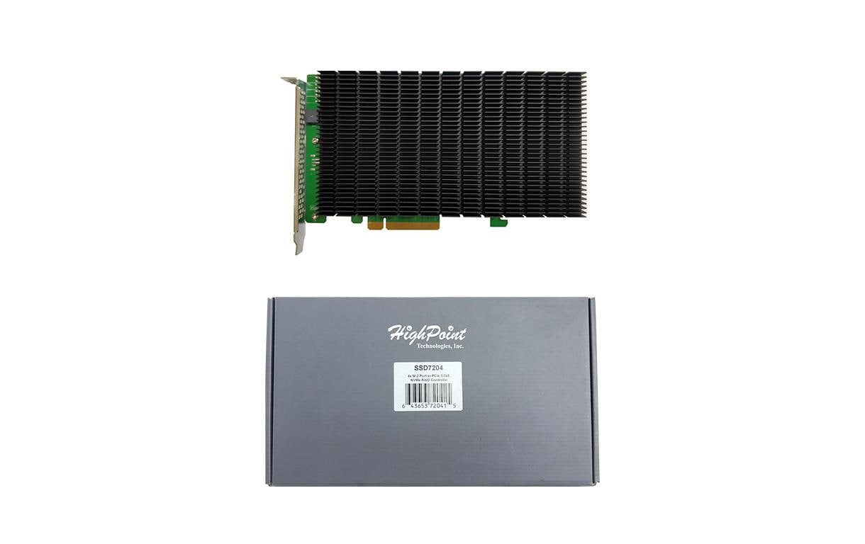 Highpoint RAID-Controller SSD7204 4x M.2 NVMEx4v3, PCI-Ex8 Highpoint RAID-Controller SSD7204 4x M.2 NVMEx4v3, PCI-Ex8