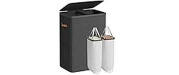 Songmics Wäschekorb mit 2 Fächern 170 l, Grau