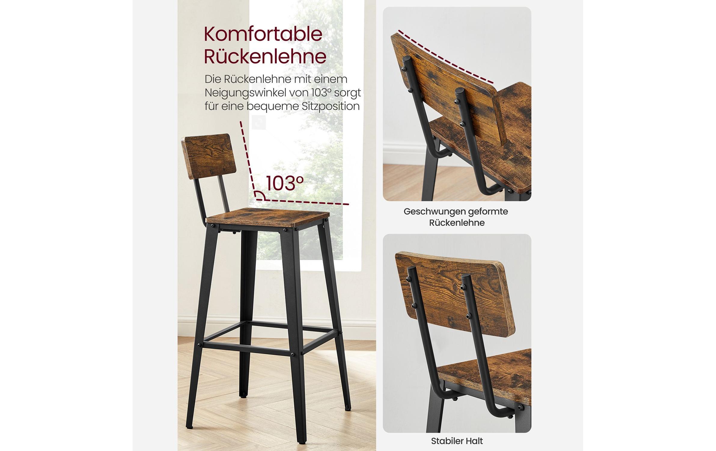 VASAGLE Barhocker 45.4 x 45.4 x 102.2 cm, 2er Set