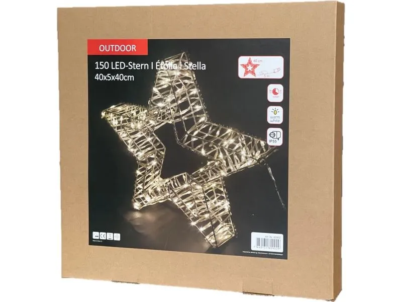 Dameco LED-Figur Stern, 150 LEDs, 5 x 40 cm, Silber