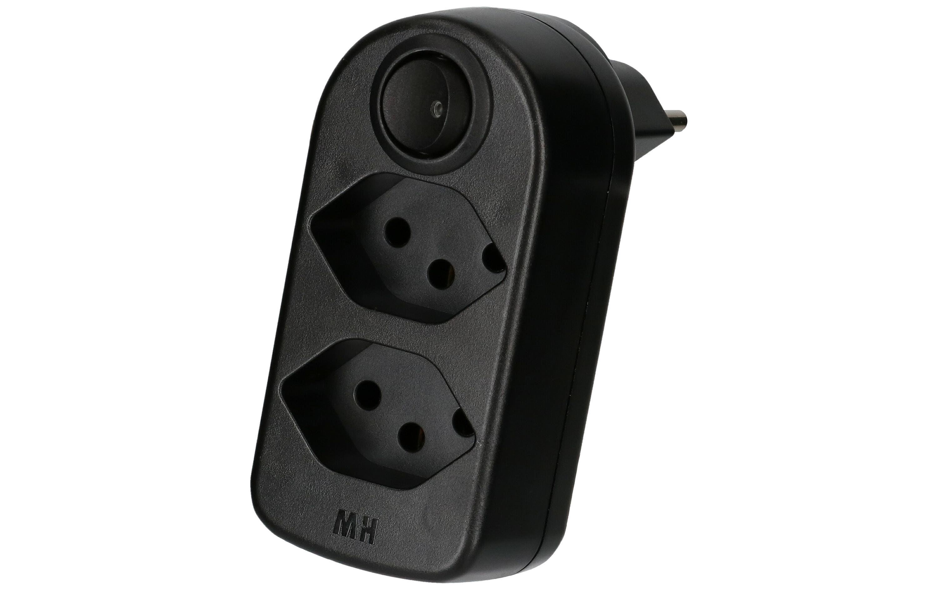 Max Hauri Abzweigstecker ADAPT 2 x Typ 13, drehbar Schalter