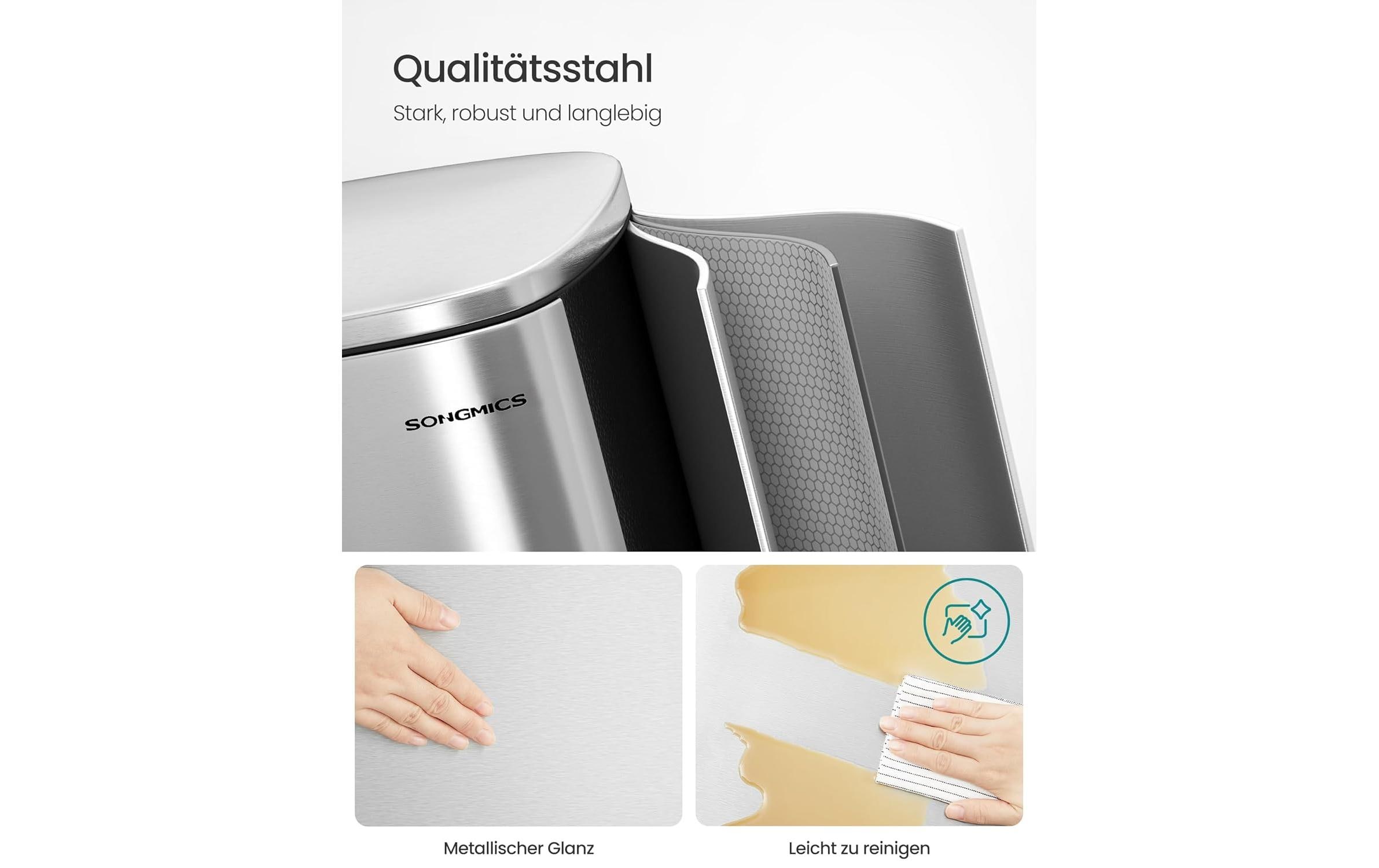 Songmics Abfalleimer 50 l, Silber