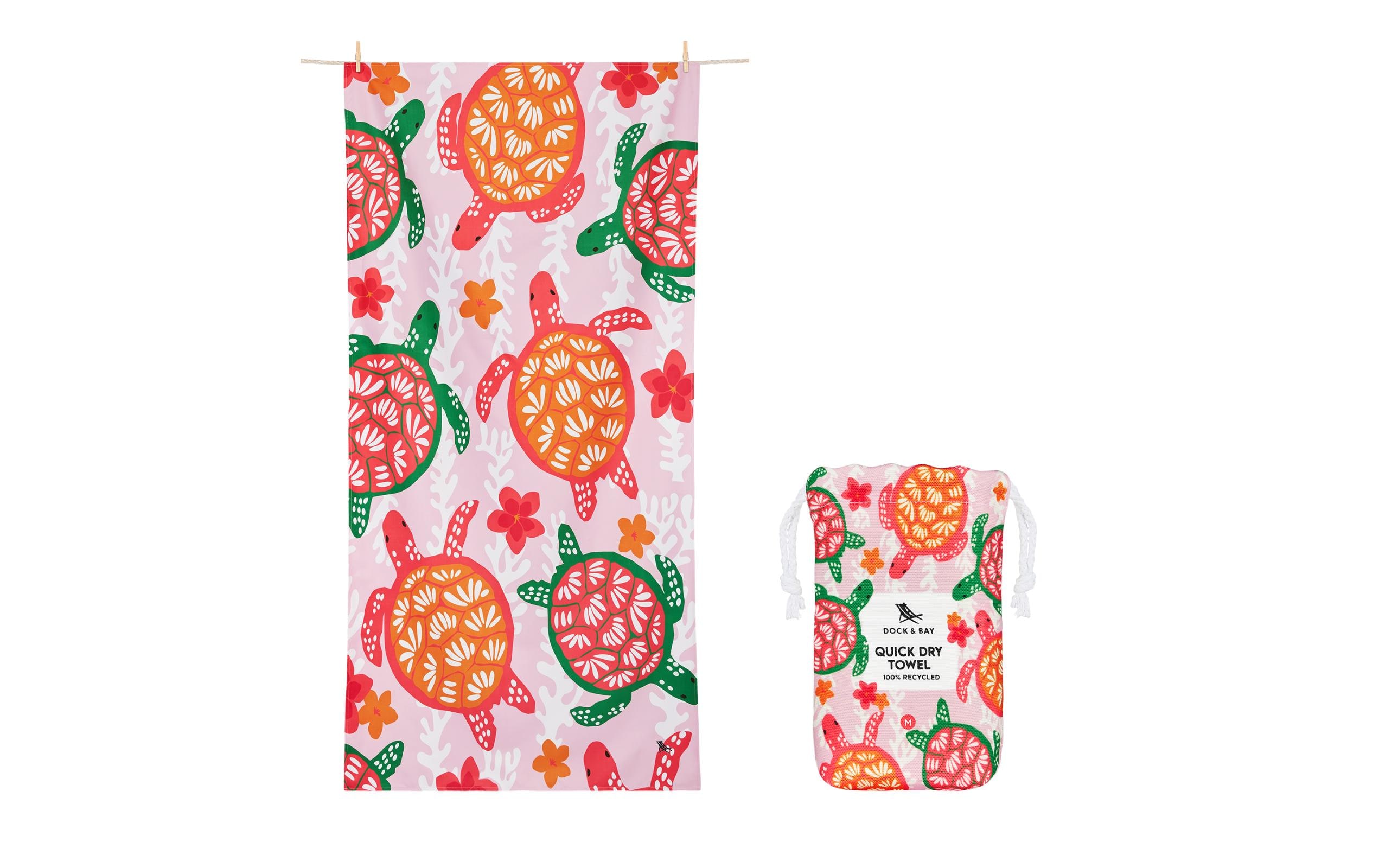 Dock & Bay Strandtuch Turtley Tropical 130 cm x 70 cm, Mehrfarbig