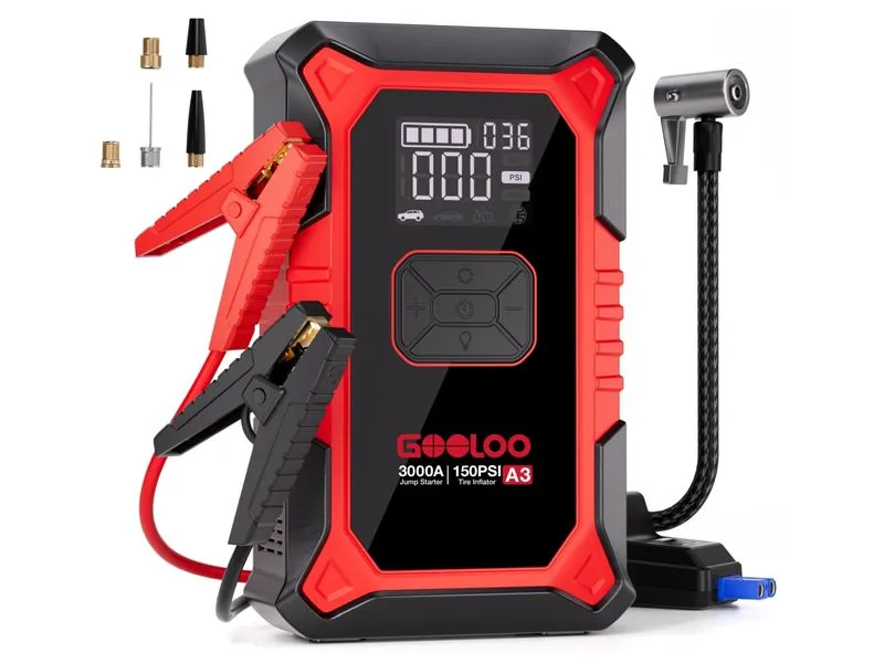 Gooloo A3 Jump-Starter/Kompressor 12 V, 3000A Gooloo A3 Jump-Starter/Kompressor 12 V, 3000A