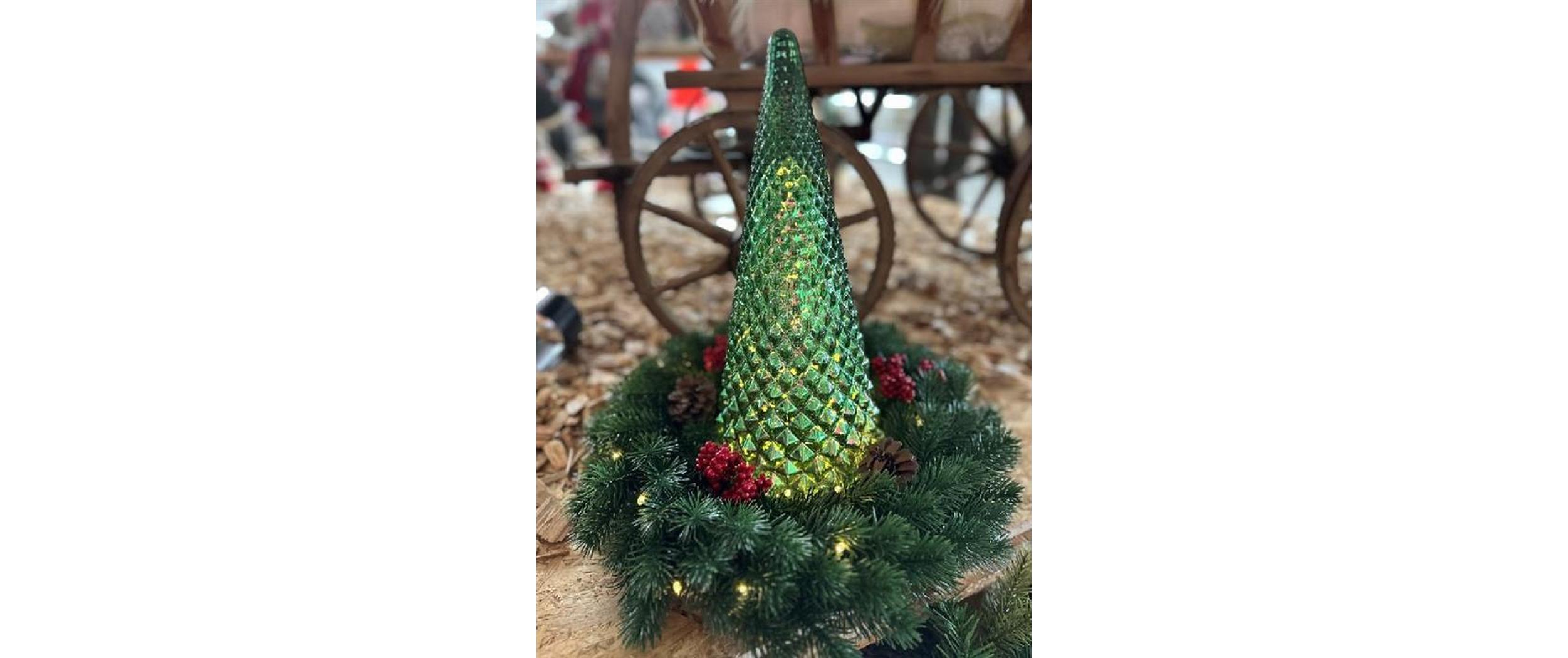 Dameco LED Tanne Glas Grün 16 cm x 16 cm x 36 cm