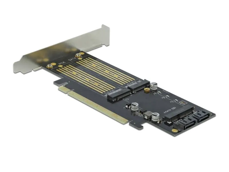 Delock Host Bus Adapter PCI-Ex16v4 - M.2 Key-B, M.2 Key-M, mSATA