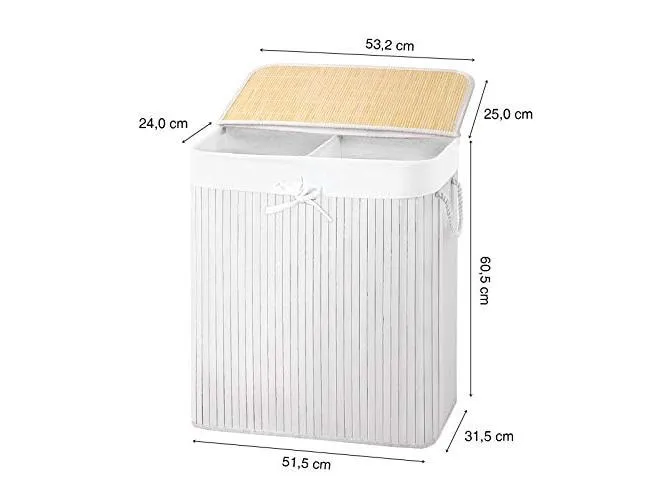 Songmics Wäschekorb mit Deckel 100 l, Weiss Songmics Wäschekorb mit Deckel 100 l, Weiss