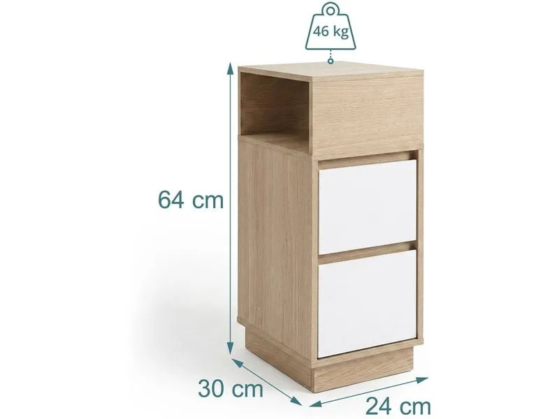 relaxdays Nachttisch 24 x 64 cm, Weiss/Braun relaxdays Nachttisch 24 x 64 cm, Weiss/Braun