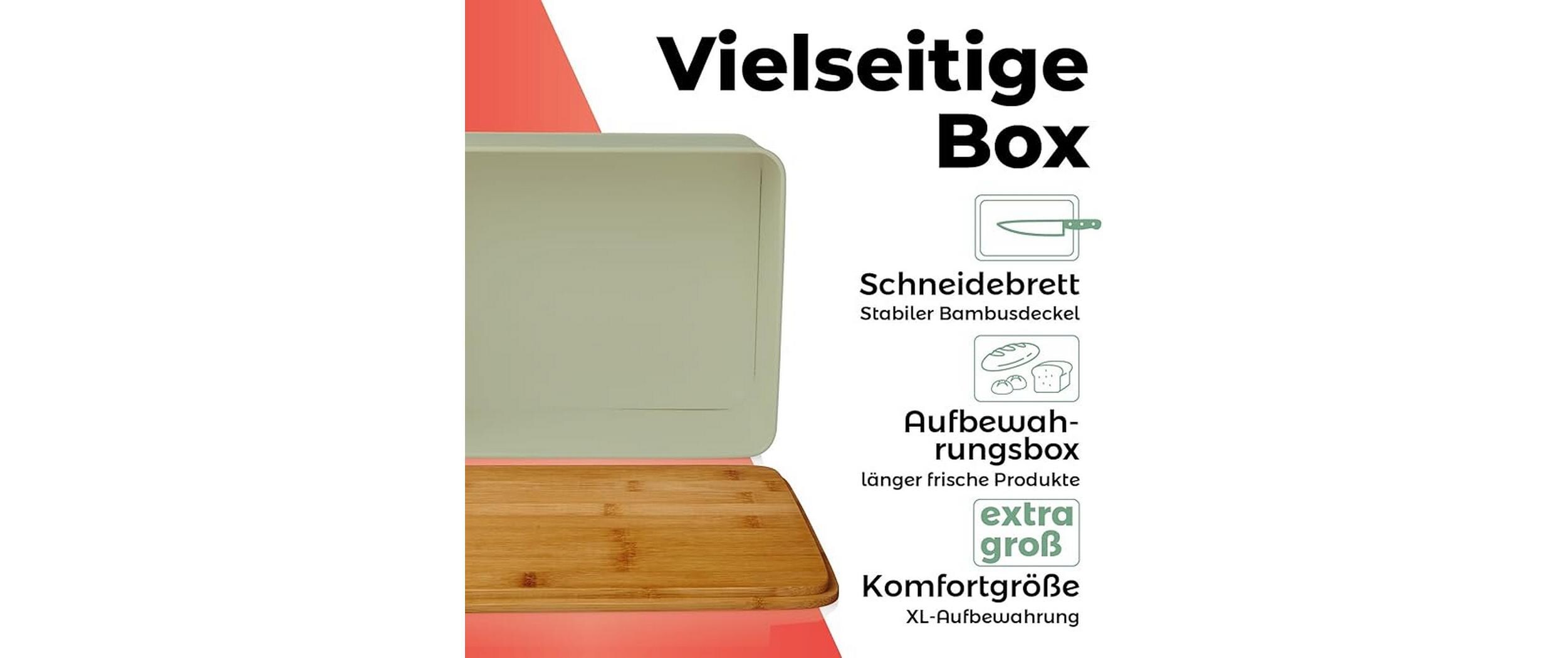 Lumaland Brotkasten 30 x 23 x 14 cm Metall, Holzdeckel, China Bambus