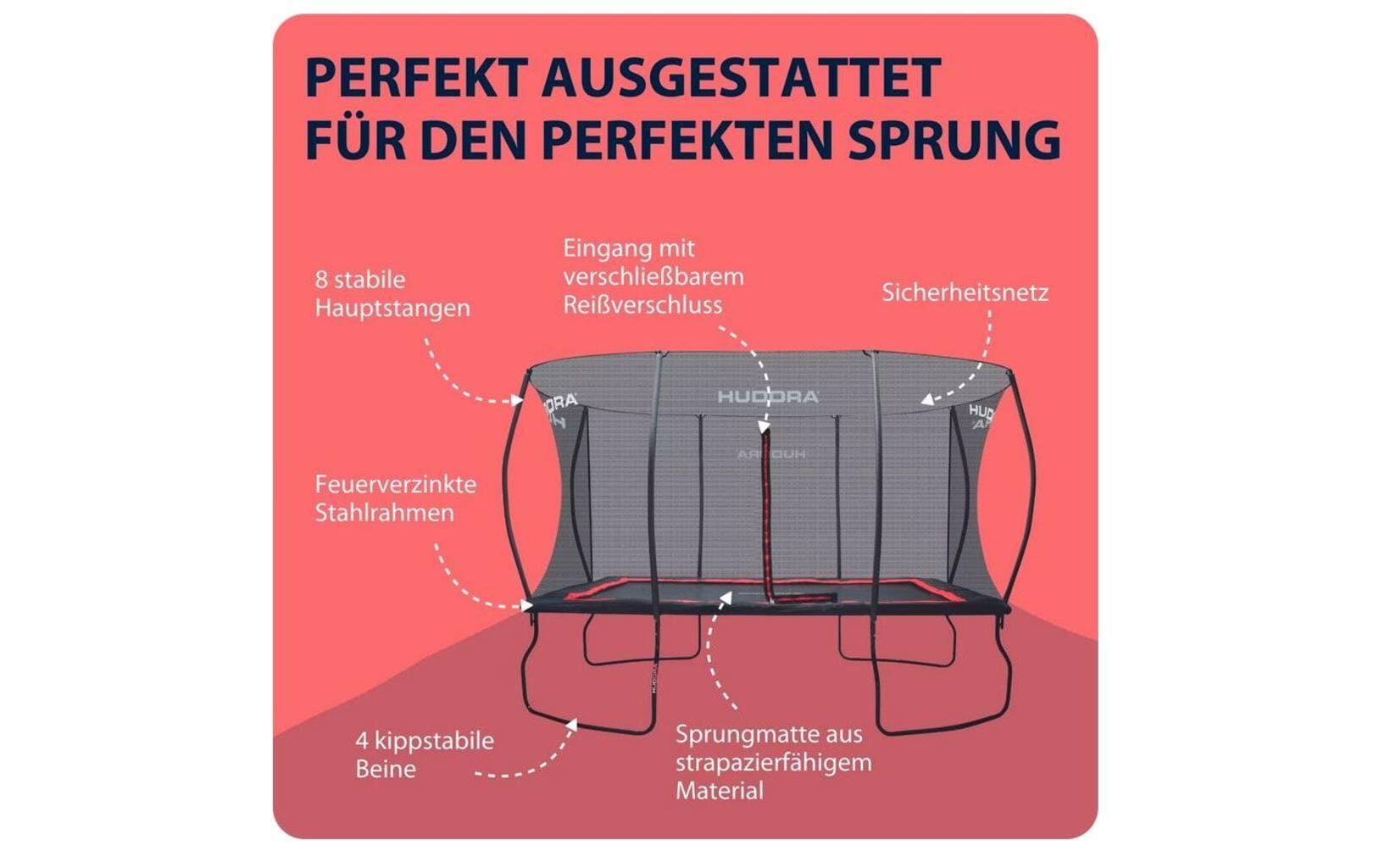 Hudora Trampolin 4square 366 x 244 cm