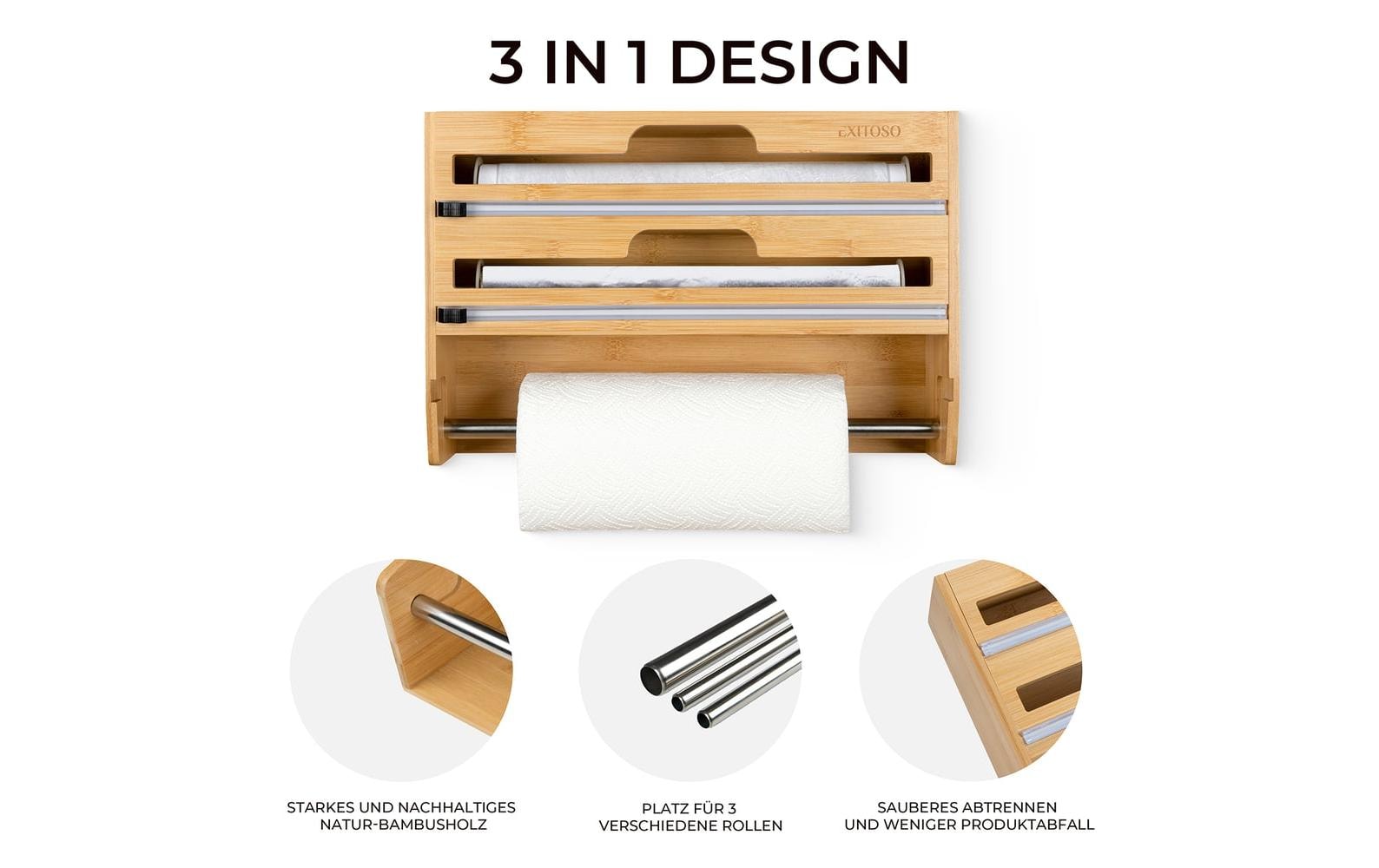 Exitoso 3 in 1 Küchenrollenhalter Braun